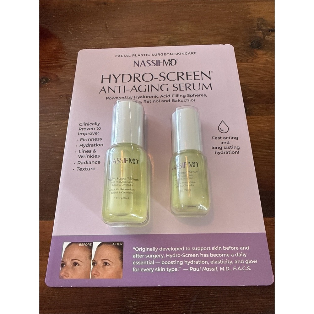 NassifMD Hydro-Screen Anti-Aging Serum  (2) - 2 Oz And 1.0 Oz FREE SHIPPING
